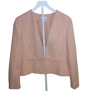 Jaclyn Smith Collection Peach Tweed Cropped Blazer Open Front Jacket XL Womens